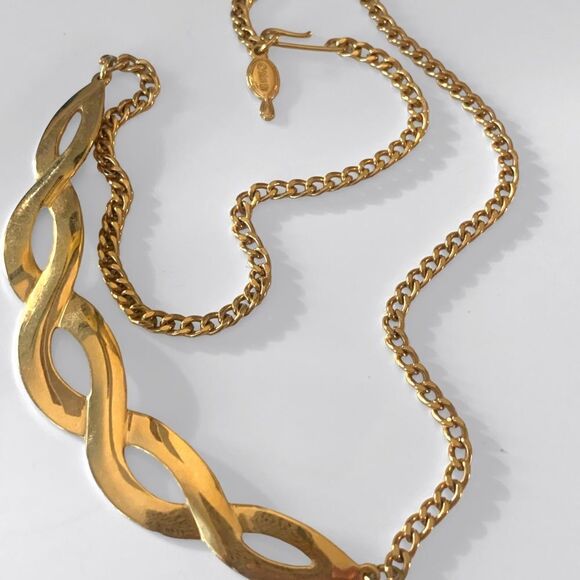 Vintage Sarah Coventry Fashion Braid Gold Necklace - Picture 3 of 4